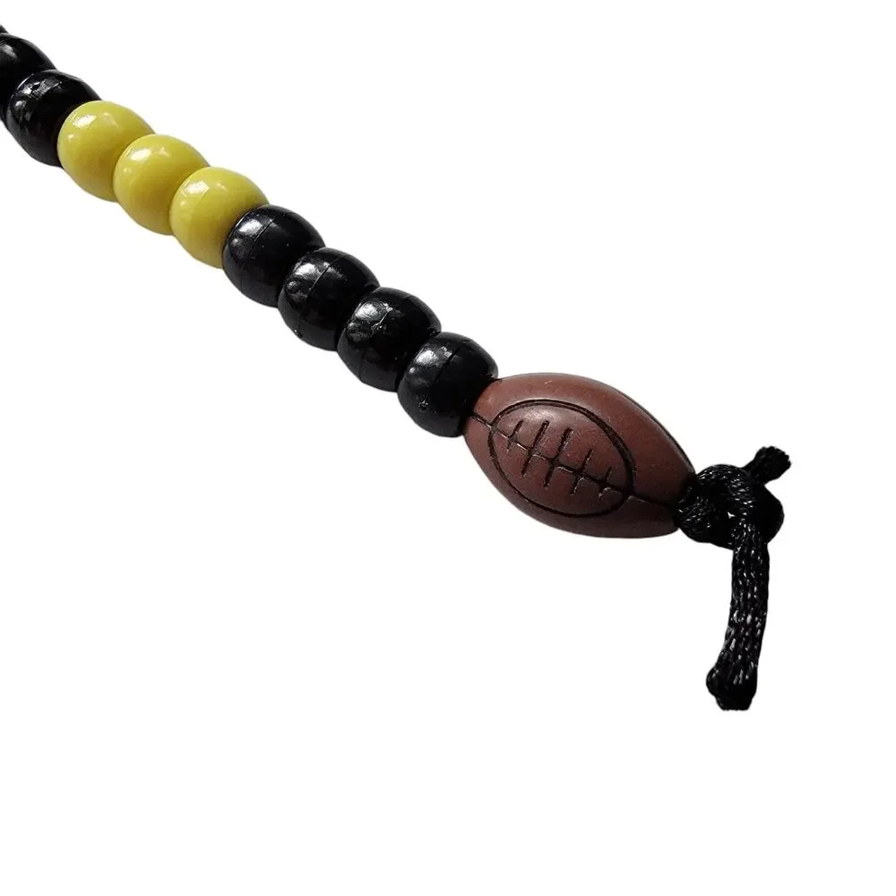Black & Yellow Football‎ Keychain Beaded Handmade NFL NCAA Sports Fan Mom Dad